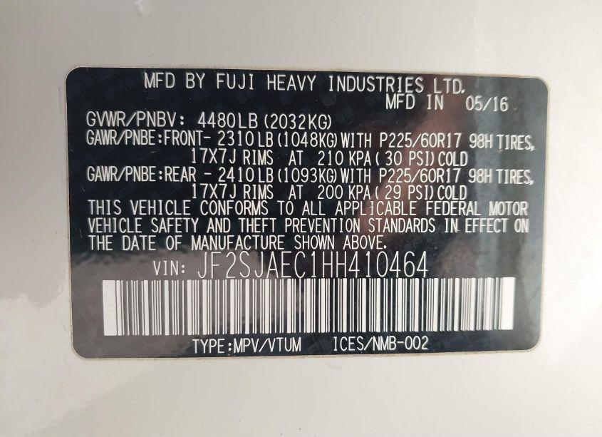 Photo 9 of 2017 Subaru Forester 2.5I PREMIUM (VIN JF2SJAEC1HH410464)