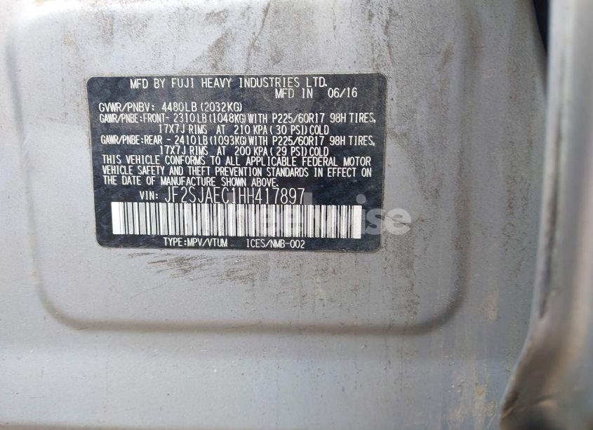 Photo 9 of 2017 Subaru Forester 2.5I PREMIUM (VIN JF2SJAEC1HH417897)