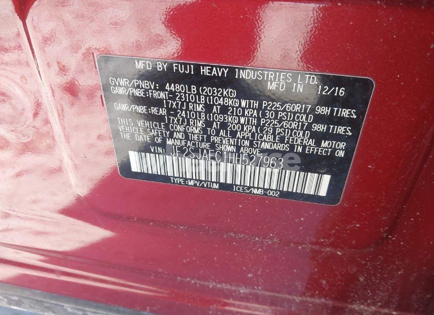 Photo 9 of 2017 Subaru Forester 2.5I PREMIUM (VIN JF2SJAEC1HH527963)