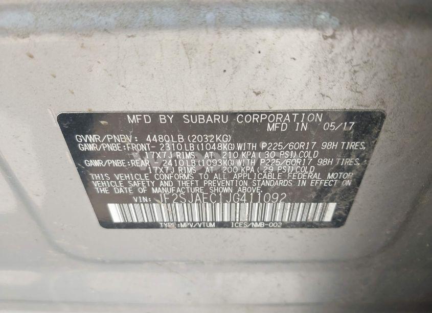 Photo 9 of 2018 Subaru Forester 2.5I PREMIUM (VIN JF2SJAEC1JG411092)