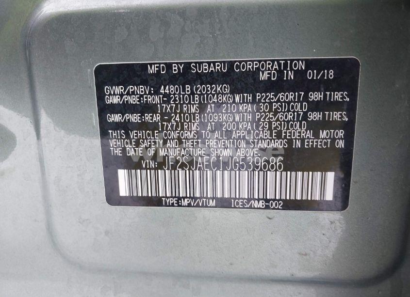 Photo 9 of 2018 Subaru Forester 2.5I PREMIUM (VIN JF2SJAEC1JG539686)