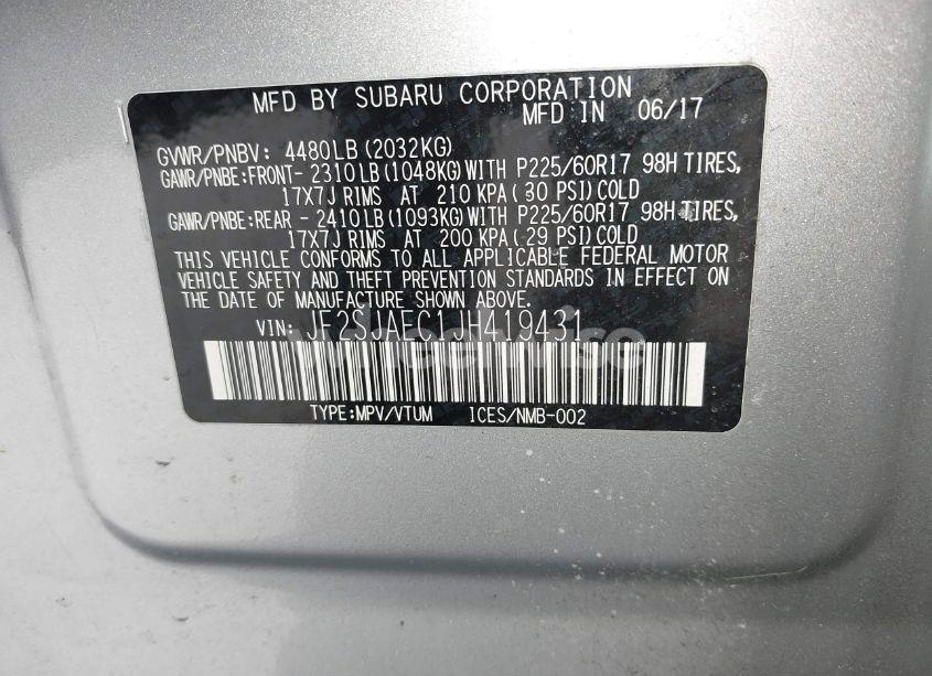 Photo 9 of 2018 Subaru Forester 2.5I PREMIUM (VIN JF2SJAEC1JH419431)