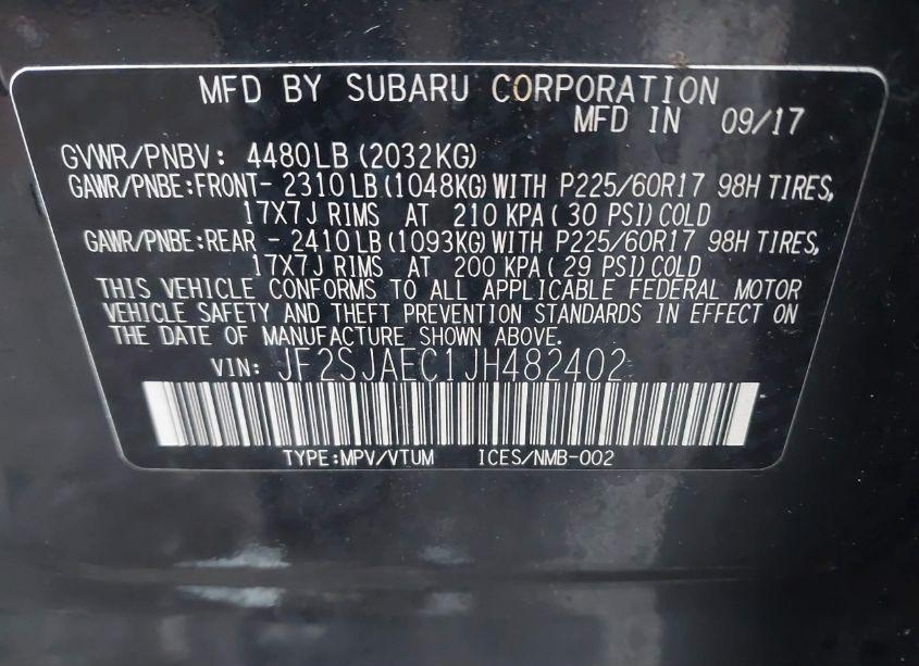 Photo 9 of 2018 Subaru Forester 2.5I PREMIUM (VIN JF2SJAEC1JH482402)