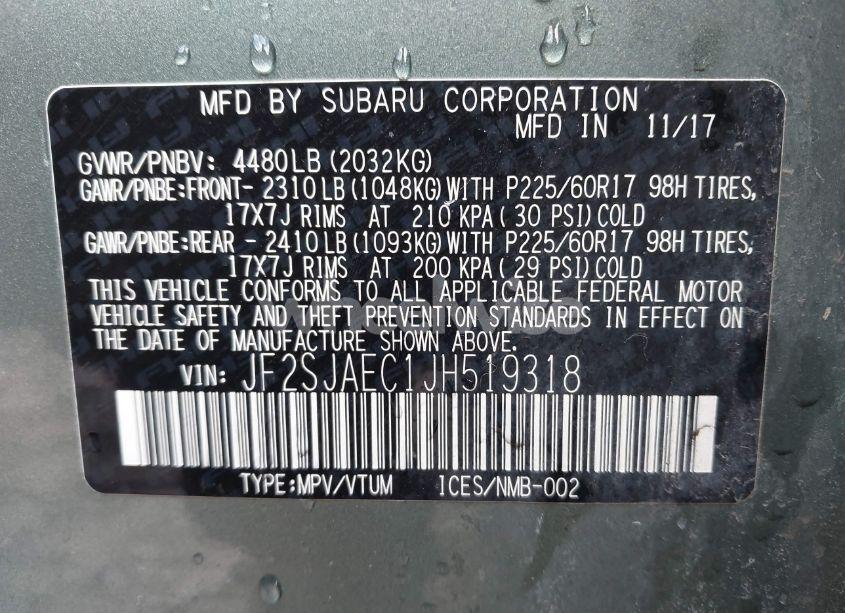 Photo 9 of 2018 Subaru Forester 2.5I PREMIUM (VIN JF2SJAEC1JH519318)