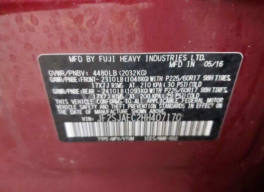 Photo 9 of 2017 Subaru Forester 2.5I PREMIUM (VIN JF2SJAEC2HH407170)