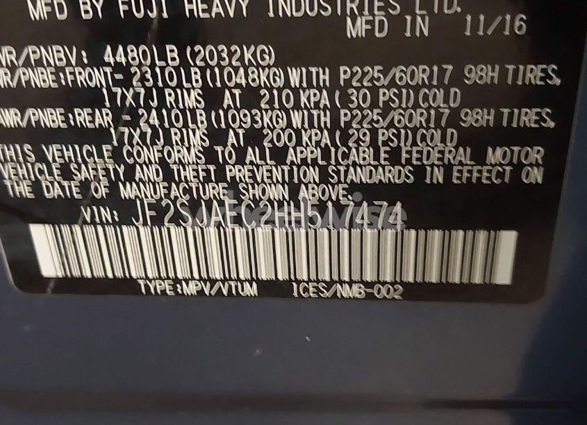 Photo 9 of 2017 Subaru Forester 2.5I PREMIUM (VIN JF2SJAEC2HH517474)