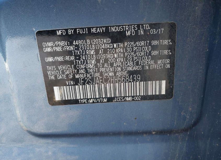 Photo 9 of 2017 Subaru Forester 2.5I PREMIUM (VIN JF2SJAEC2HH568439)