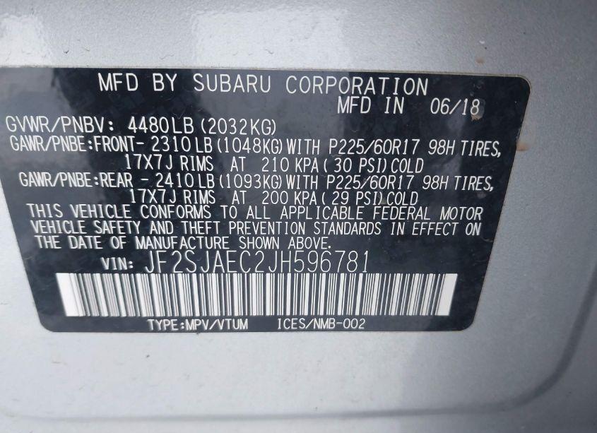 Photo 9 of 2018 Subaru Forester 2.5I PREMIUM (VIN JF2SJAEC2JH596781)