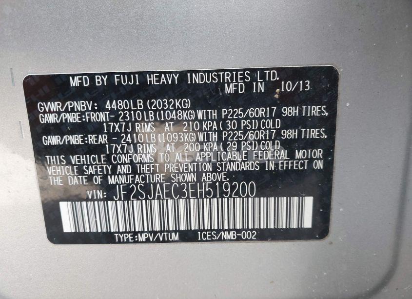 Photo 9 of 2014 Subaru Forester 2.5I PREMIUM (VIN JF2SJAEC3EH519200)