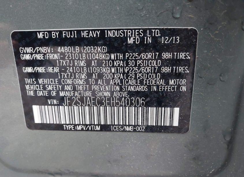 Photo 9 of 2014 Subaru Forester 2.5I PREMIUM (VIN JF2SJAEC3EH540306)