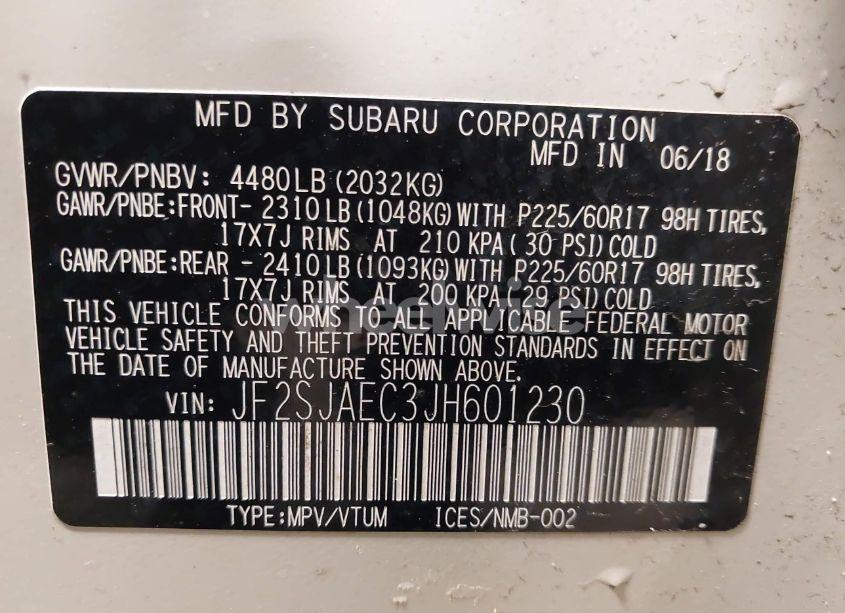 Photo 9 of 2018 Subaru Forester 2.5I PREMIUM (VIN JF2SJAEC3JH601230)