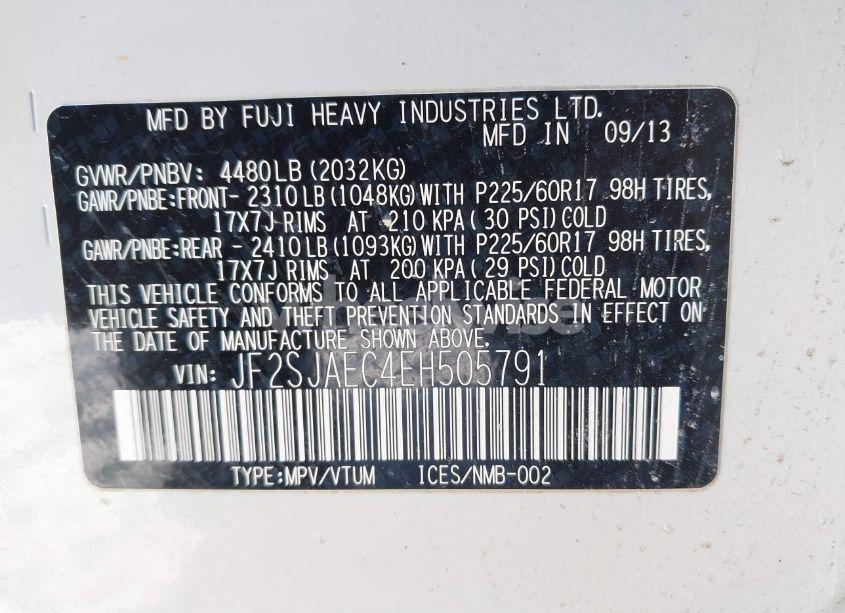 Photo 9 of 2014 Subaru Forester 2.5I PREMIUM (VIN JF2SJAEC4EH505791)