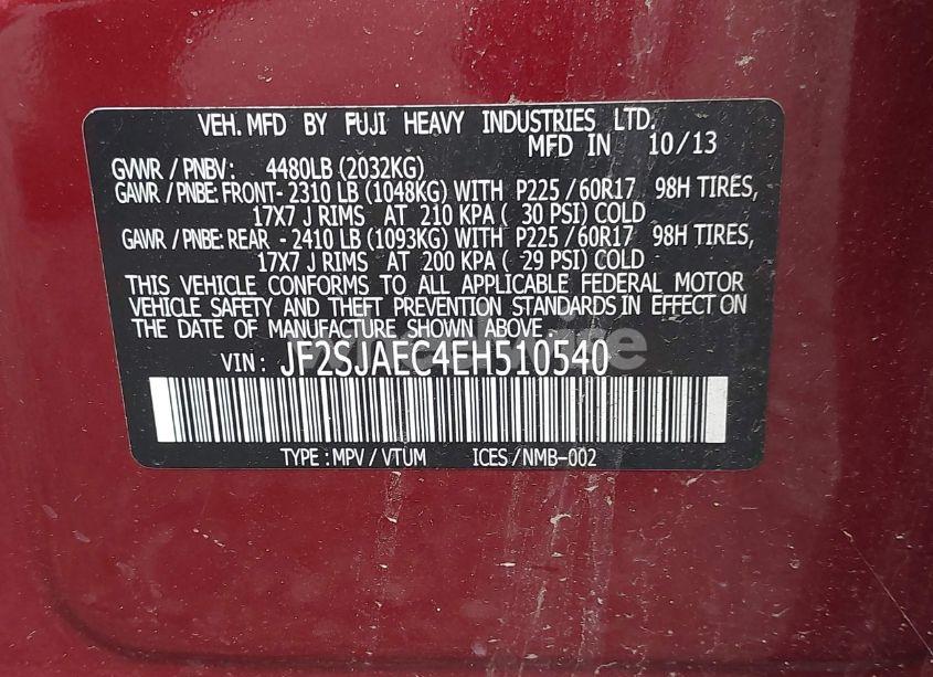 Photo 9 of 2014 Subaru Forester 2.5I PREMIUM (VIN JF2SJAEC4EH510540)