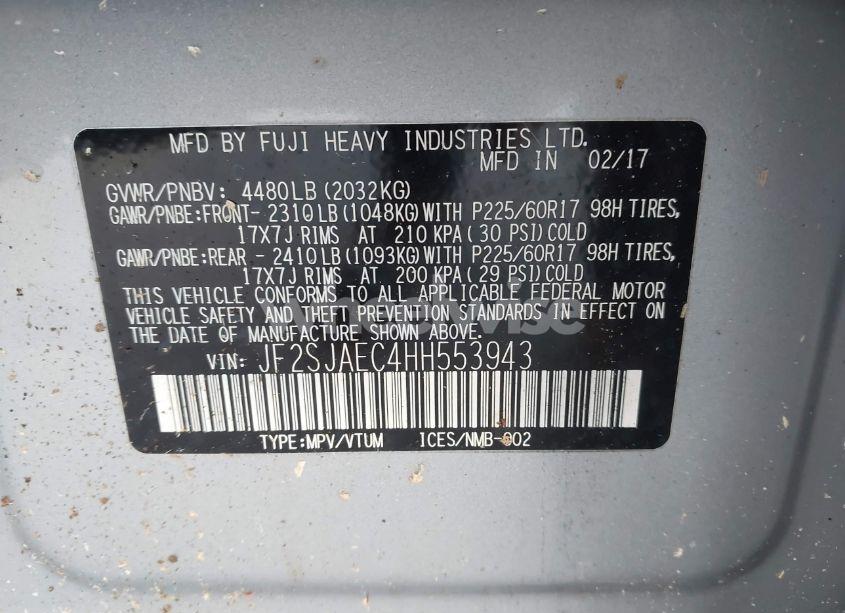 Photo 9 of 2017 Subaru Forester 2.5I PREMIUM (VIN JF2SJAEC4HH553943)