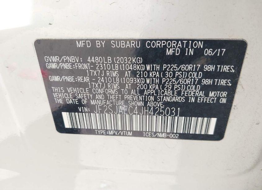 Photo 9 of 2018 Subaru Forester 2.5I PREMIUM (VIN JF2SJAEC4JH425031)