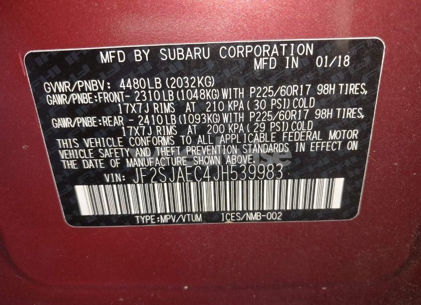 Photo 9 of 2018 Subaru Forester 2.5I PREMIUM (VIN JF2SJAEC4JH539983)