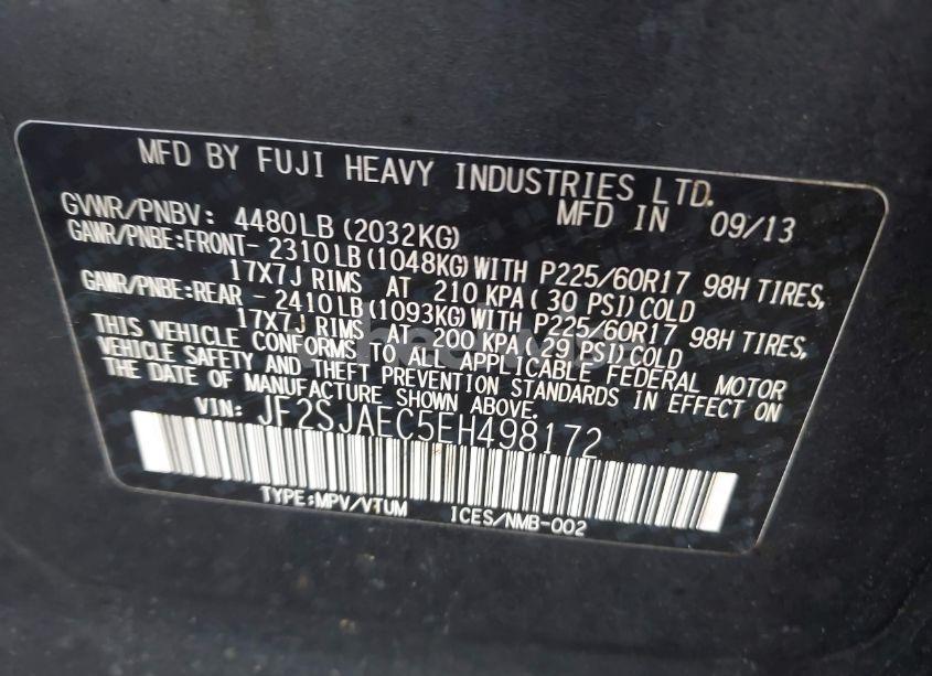 Photo 9 of 2014 Subaru Forester 2.5I PREMIUM (VIN JF2SJAEC5EH498172)