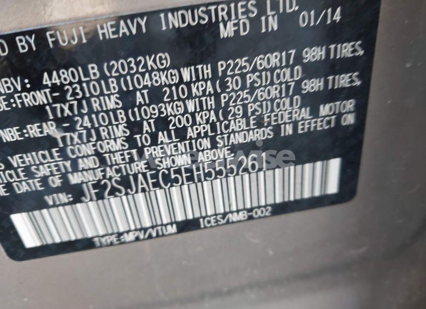 Photo 9 of 2014 Subaru Forester 2.5I PREMIUM (VIN JF2SJAEC5EH555261)