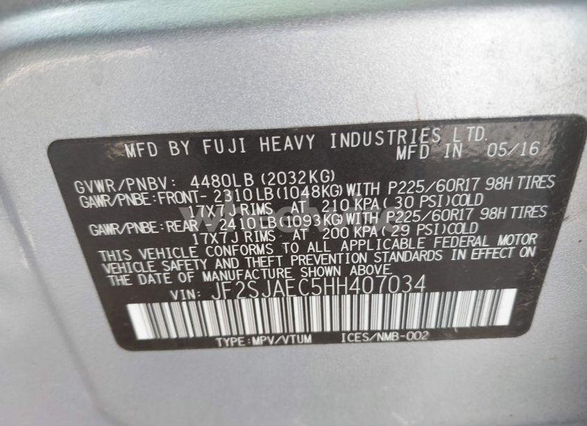 Photo 9 of 2017 Subaru Forester 2.5I PREMIUM (VIN JF2SJAEC5HH407034)