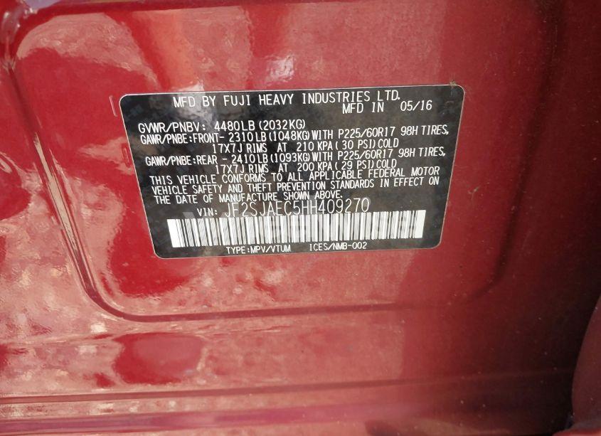 Photo 9 of 2017 Subaru Forester 2.5I PREMIUM (VIN JF2SJAEC5HH409270)