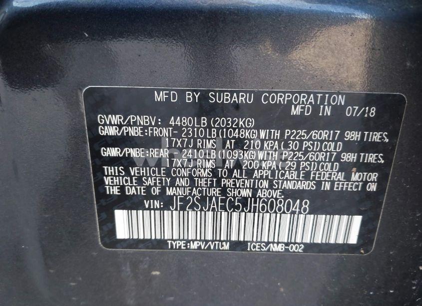 Photo 9 of 2018 Subaru Forester 2.5I PREMIUM (VIN JF2SJAEC5JH608048)