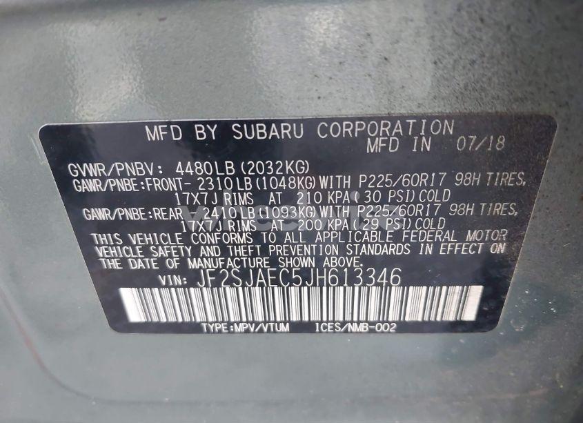 Photo 9 of 2018 Subaru Forester 2.5I PREMIUM (VIN JF2SJAEC5JH613346)