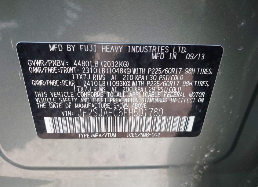 Photo 9 of 2014 Subaru Forester 2.5I PREMIUM (VIN JF2SJAEC6EH501760)