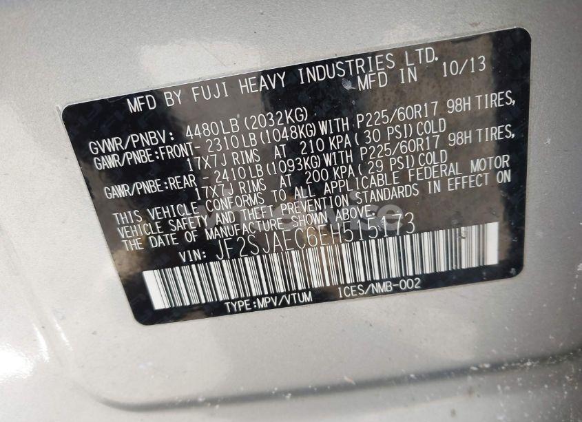 Photo 8 of 2014 Subaru Forester 2.5I PREMIUM (VIN JF2SJAEC6EH515173)