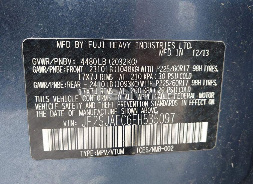 Photo 9 of 2014 Subaru Forester 2.5I PREMIUM (VIN JF2SJAEC6EH535097)