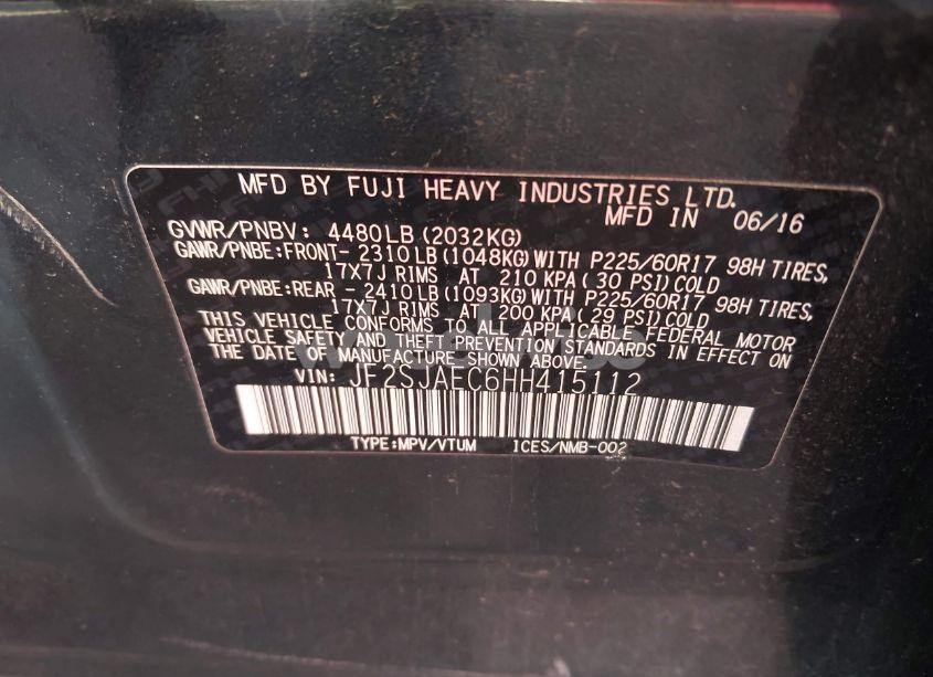 Photo 9 of 2017 Subaru Forester 2.5I PREMIUM (VIN JF2SJAEC6HH415112)