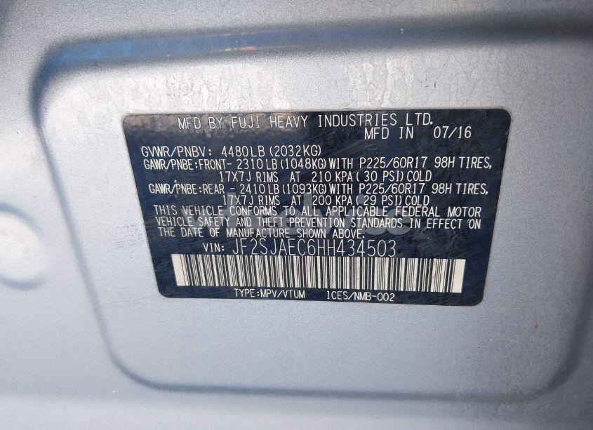 Photo 9 of 2017 Subaru Forester 2.5I PREMIUM (VIN JF2SJAEC6HH434503)