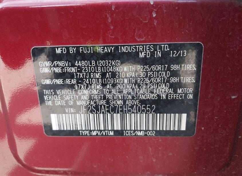 Photo 9 of 2014 Subaru Forester 2.5I PREMIUM (VIN JF2SJAEC7EH540552)