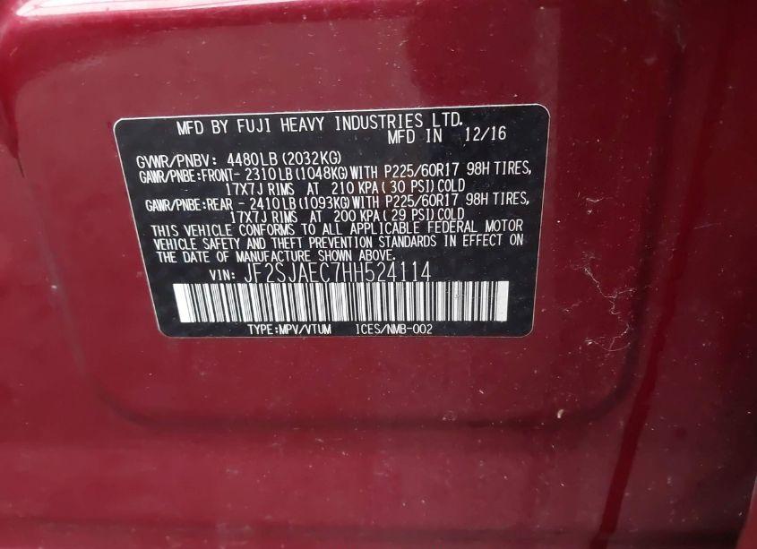 Photo 9 of 2017 Subaru Forester 2.5I PREMIUM (VIN JF2SJAEC7HH524114)