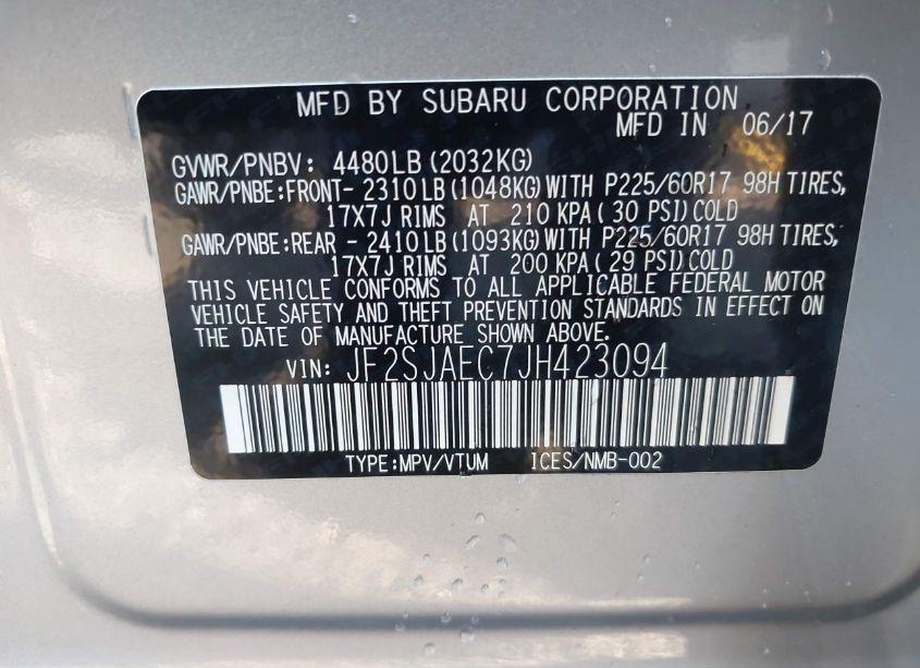 Photo 9 of 2018 Subaru Forester 2.5I PREMIUM (VIN JF2SJAEC7JH423094)