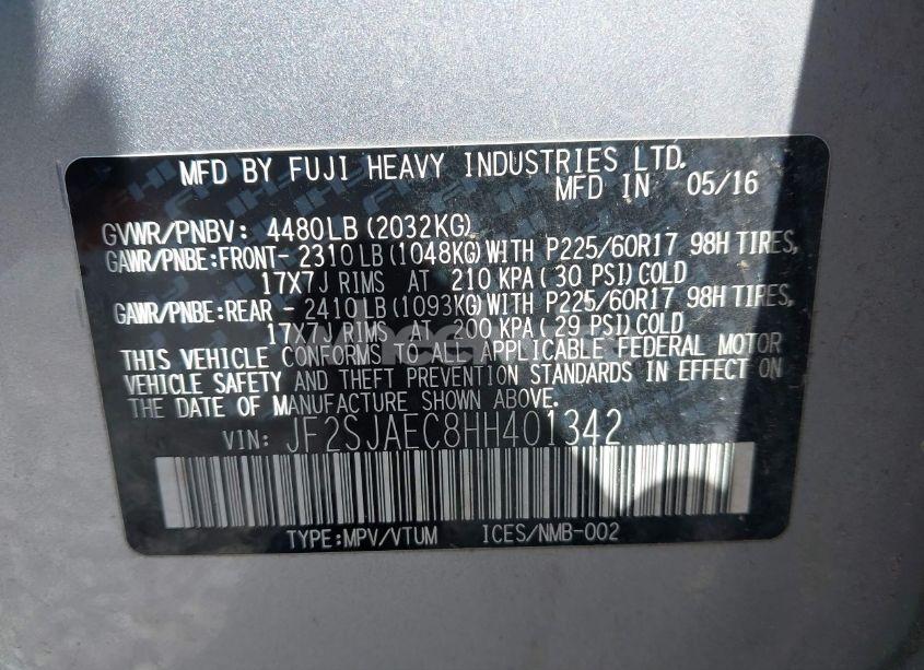 Photo 9 of 2017 Subaru Forester 2.5I PREMIUM (VIN JF2SJAEC8HH401342)