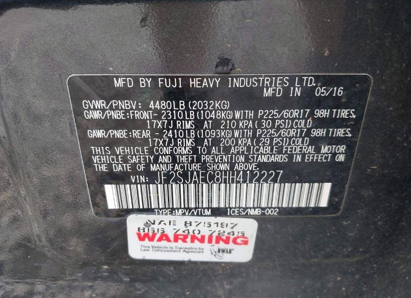 Photo 9 of 2017 Subaru Forester 2.5I PREMIUM (VIN JF2SJAEC8HH412227)