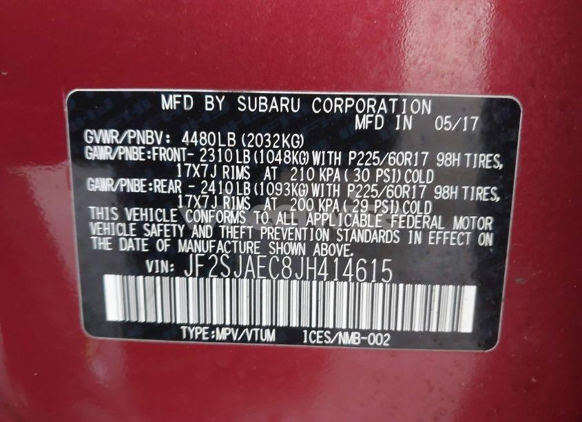 Photo 9 of 2018 Subaru Forester 2.5I PREMIUM (VIN JF2SJAEC8JH414615)