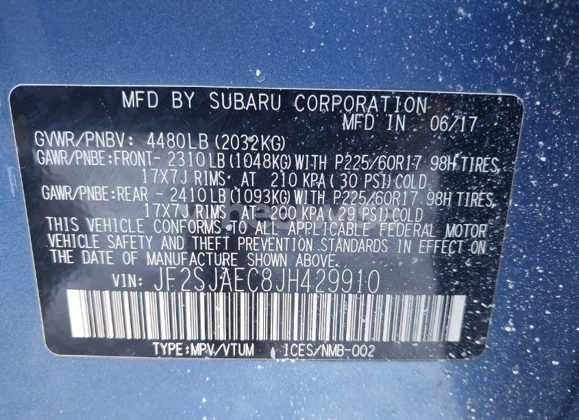 Photo 9 of 2018 Subaru Forester 2.5I PREMIUM (VIN JF2SJAEC8JH429910)