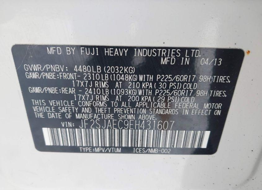 Photo 9 of 2014 Subaru Forester 2.5I PREMIUM (VIN JF2SJAEC9EH431607)