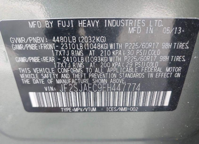 Photo 9 of 2014 Subaru Forester 2.5I PREMIUM (VIN JF2SJAEC9EH447774)