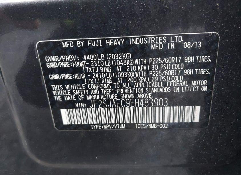 Photo 9 of 2014 Subaru Forester 2.5I PREMIUM (VIN JF2SJAEC9EH483903)