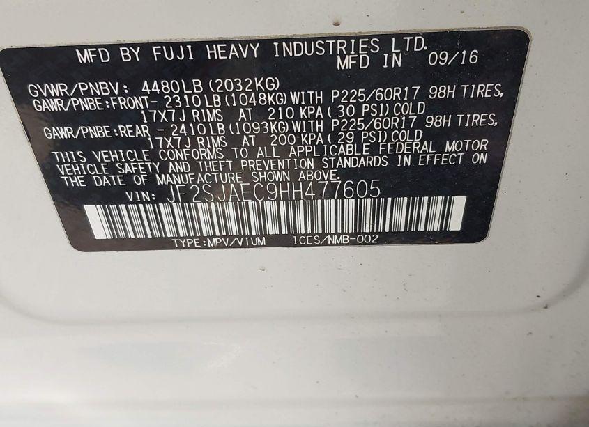 Photo 9 of 2017 Subaru Forester 2.5I PREMIUM (VIN JF2SJAEC9HH477605)