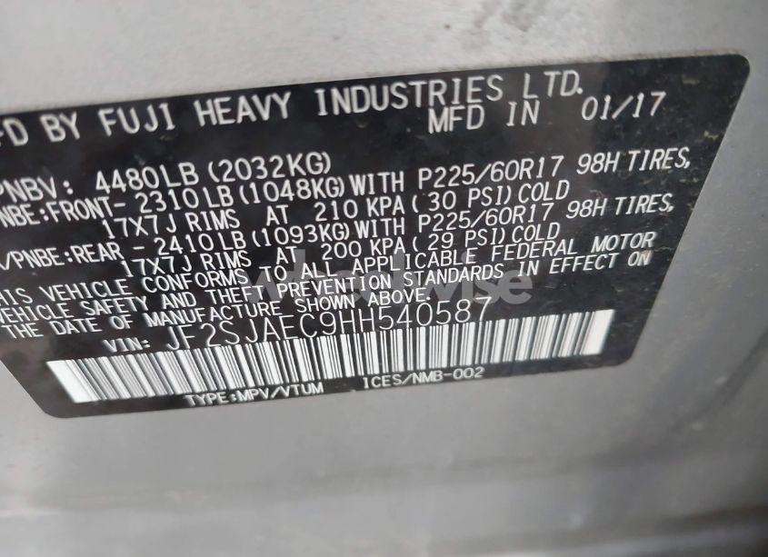 Photo 9 of 2017 Subaru Forester 2.5I PREMIUM (VIN JF2SJAEC9HH540587)