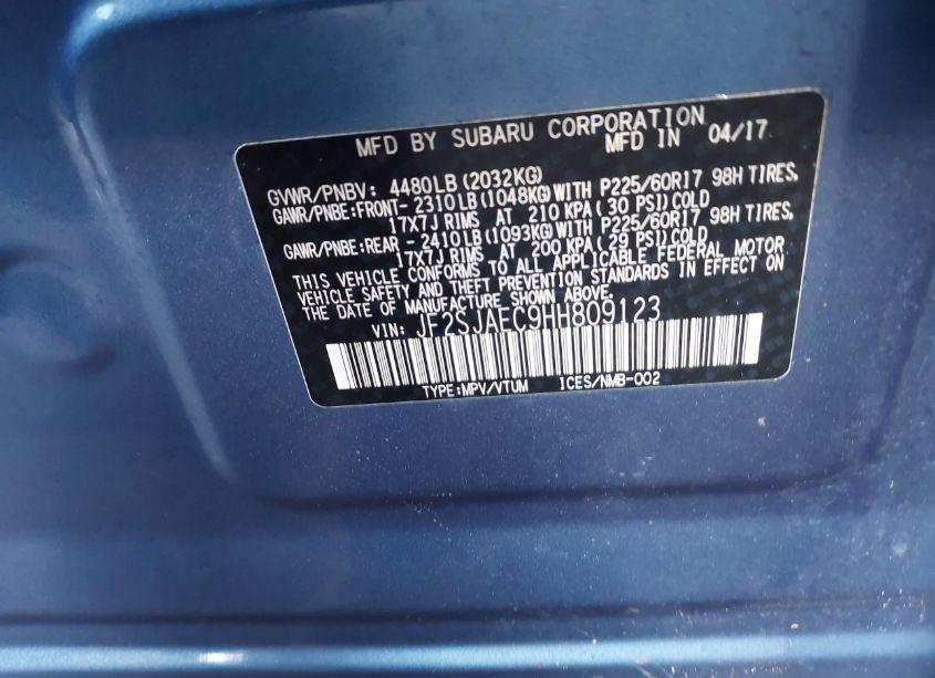 Photo 9 of 2017 Subaru Forester 2.5I PREMIUM (VIN JF2SJAEC9HH809123)