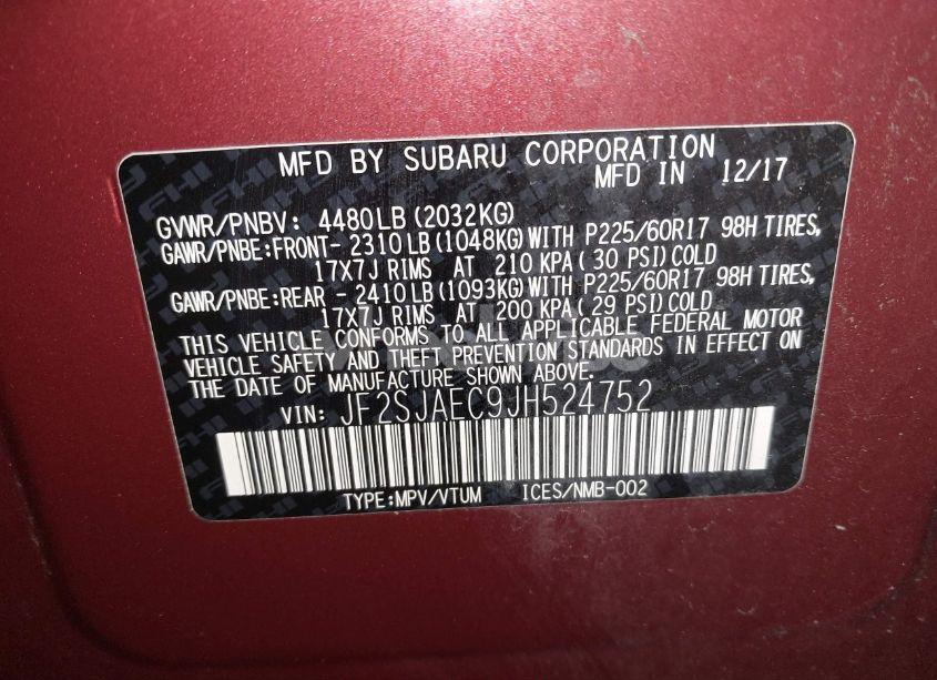 Photo 9 of 2018 Subaru Forester 2.5I PREMIUM (VIN JF2SJAEC9JH524752)