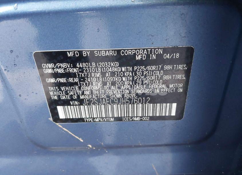 Photo 9 of 2018 Subaru Forester 2.5I PREMIUM (VIN JF2SJAEC9JH576012)