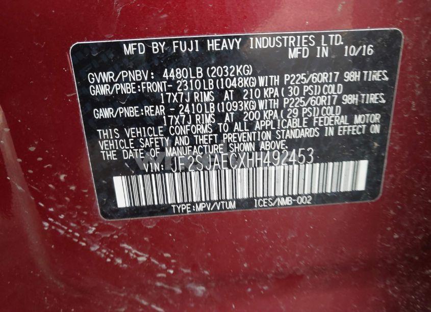 Photo 9 of 2017 Subaru Forester 2.5I PREMIUM (VIN JF2SJAECXHH492453)