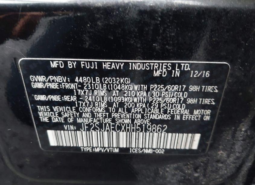 Photo 9 of 2017 Subaru Forester 2.5I PREMIUM (VIN JF2SJAECXHH519862)