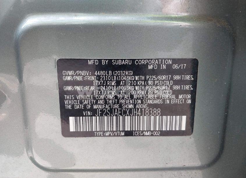 Photo 9 of 2018 Subaru Forester 2.5I PREMIUM (VIN JF2SJAECXJH418388)