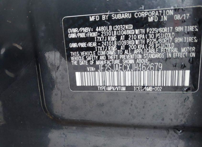 Photo 9 of 2018 Subaru Forester 2.5I PREMIUM (VIN JF2SJAECXJH462679)